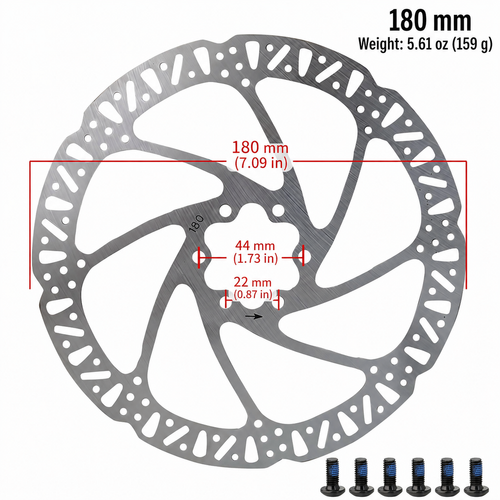 160mm / 180mm Bike Disc Brake Rotor – Stainless Steel MTB & E-Bike Brake Disc with Bolts | SurgeGlide
