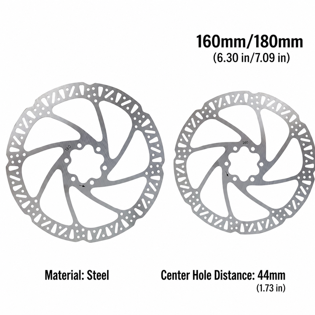 160mm / 180mm Bike Disc Brake Rotor – Stainless Steel MTB & E-Bike Brake Disc with Bolts | SurgeGlide