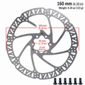 160mm / 180mm Bike Disc Brake Rotor – Stainless Steel MTB & E-Bike Brake Disc with Bolts | SurgeGlide