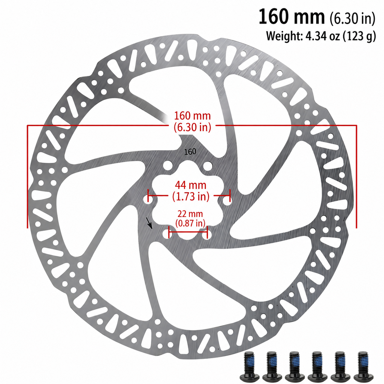 160mm / 180mm Bike Disc Brake Rotor – Stainless Steel MTB & E-Bike Brake Disc with Bolts | SurgeGlide